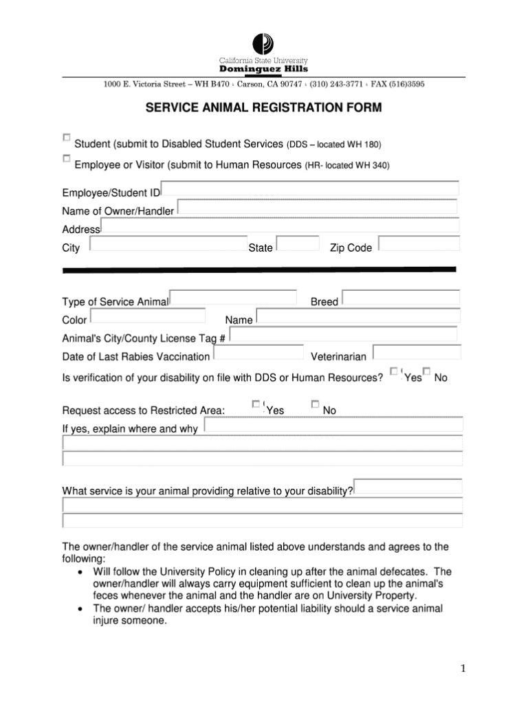 Printable Service Animal Paperwork