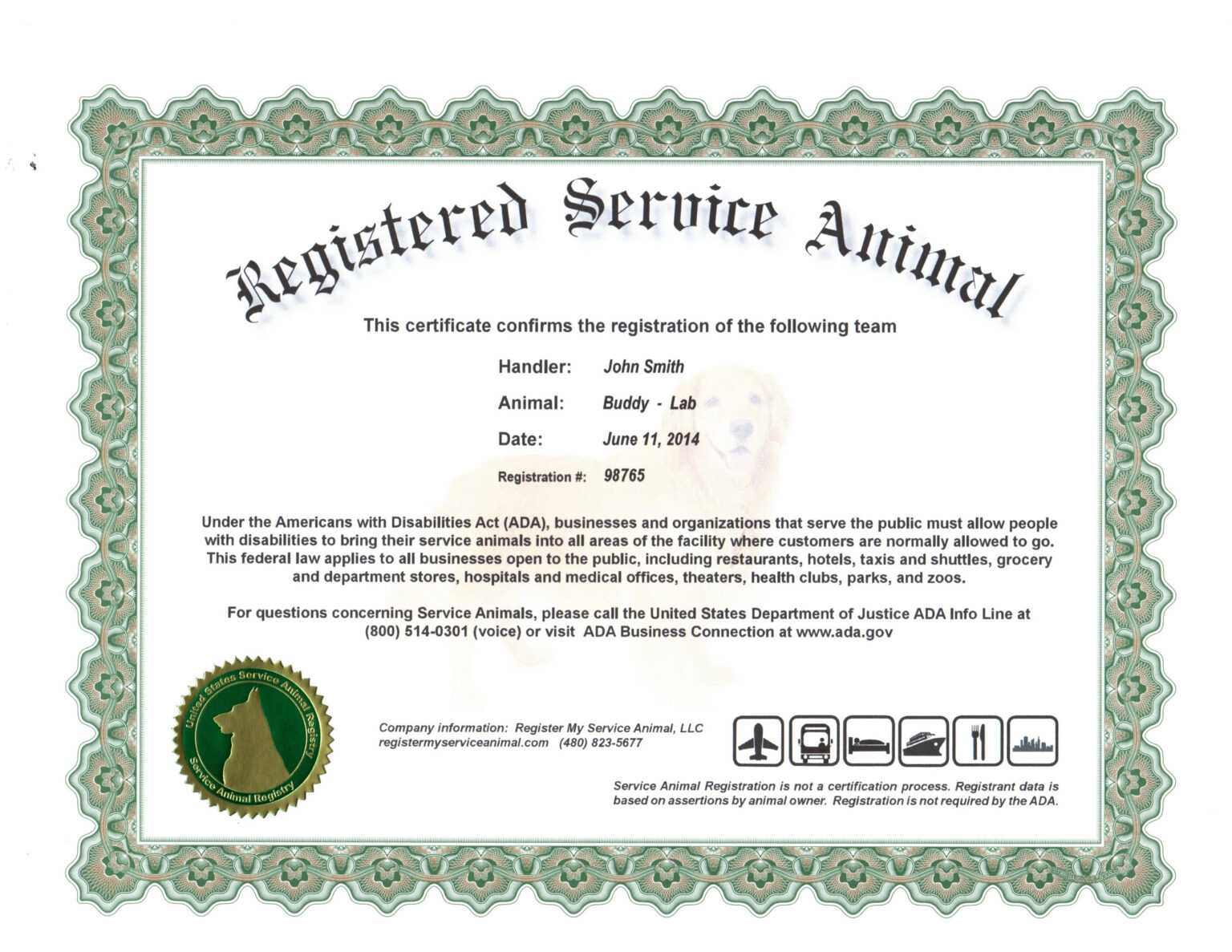 Service Dog Certificate Template Best Business Templates