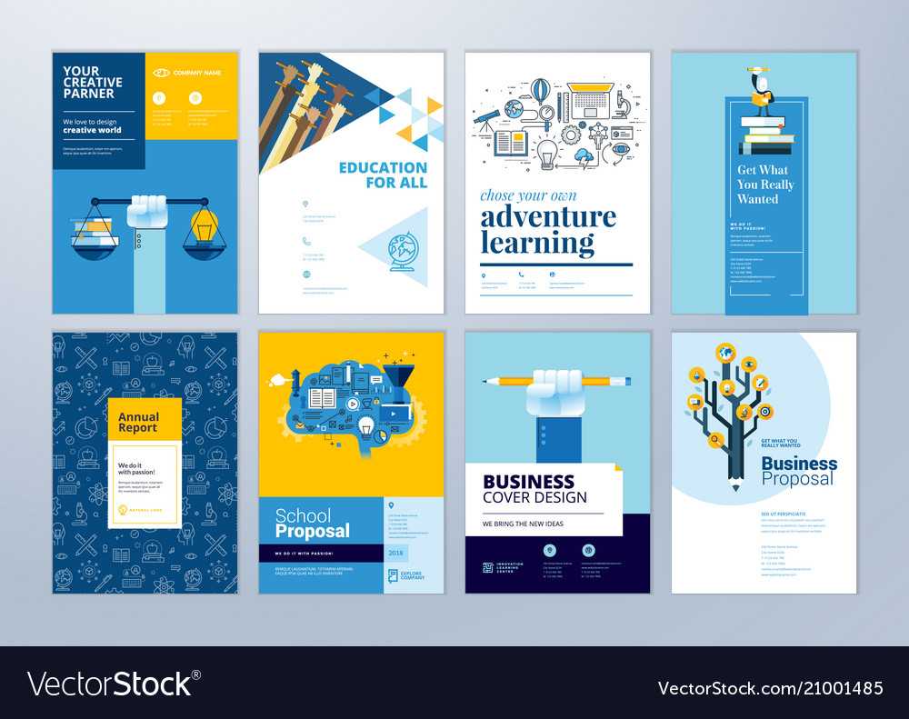 Set Of Brochure Design Templates Of Education Inside School Brochure Design Templates
