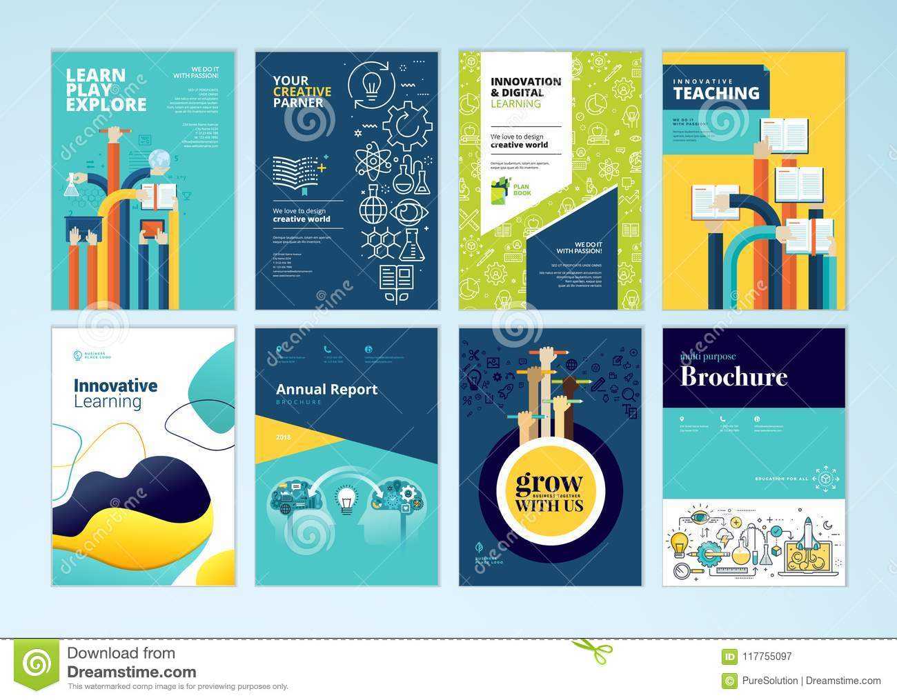 Set Of Brochure Design Templates On The Subject Of Education Regarding School Brochure Design Templates