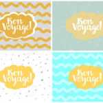 Set Of Four Cards, Vector Templates. Bon Voyage. In Bon Voyage Card Template
