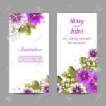 Set Of Wedding Invitation Cards Design. Beautiful Purple Flowers.. Within Invitation Cards Templates For Marriage