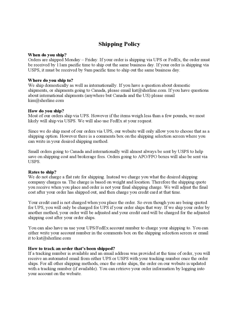 Shipping Policy Template – 3 Free Templates In Pdf, Word With Company Credit Card Policy Template
