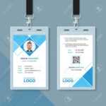 Simple Blue Geometric Id Card Design Template Inside Photographer Id Card Template