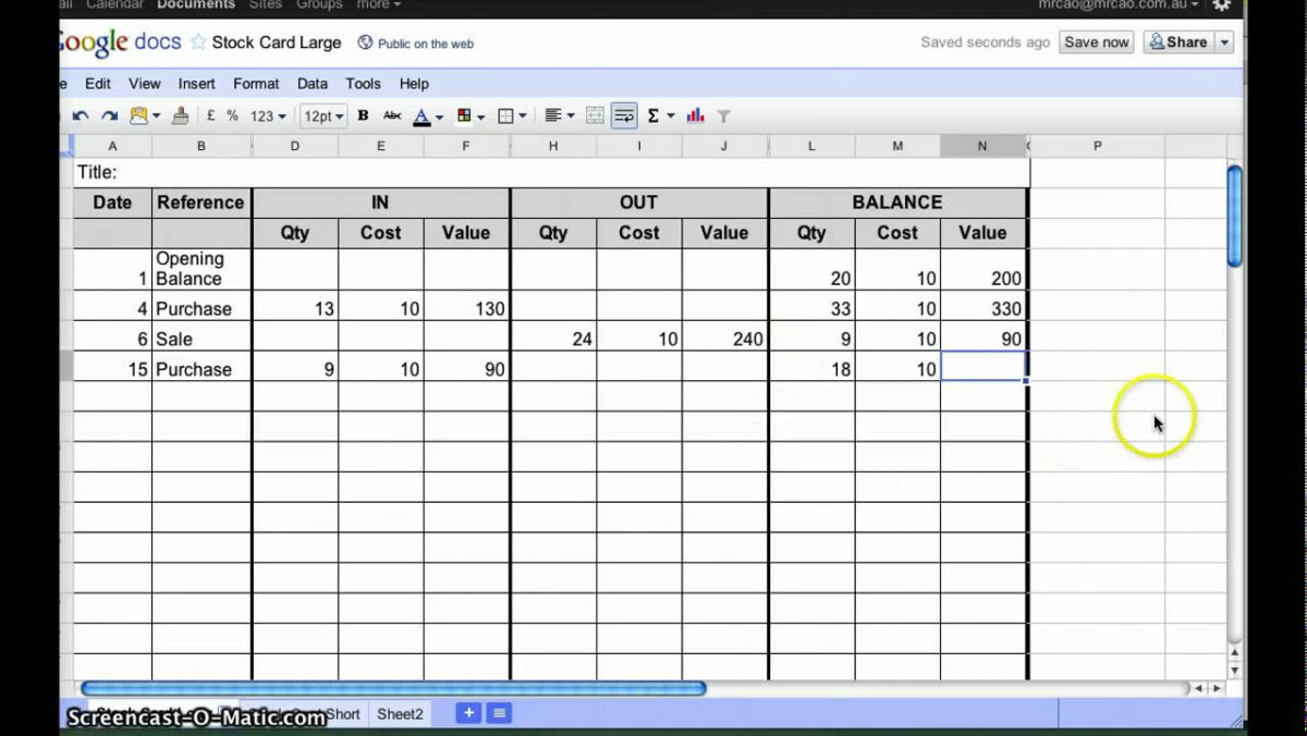 Simple Stock Card regarding Bin Card Template