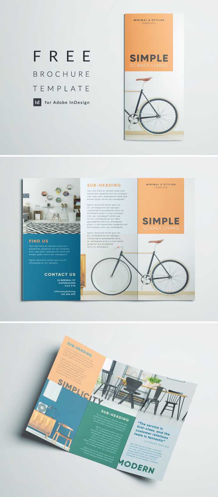 Simple Tri Fold Brochure | Free Indesign Template For One Page Brochure Template