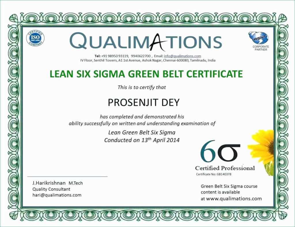 six sigma green belt certification online