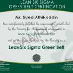 Six Sigma Black Belt Certificate Template Free Design Green throughout Green Belt Certificate Template