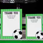 Soccer Party Decorations And Invitation Set Regarding Soccer Thank You Card Template