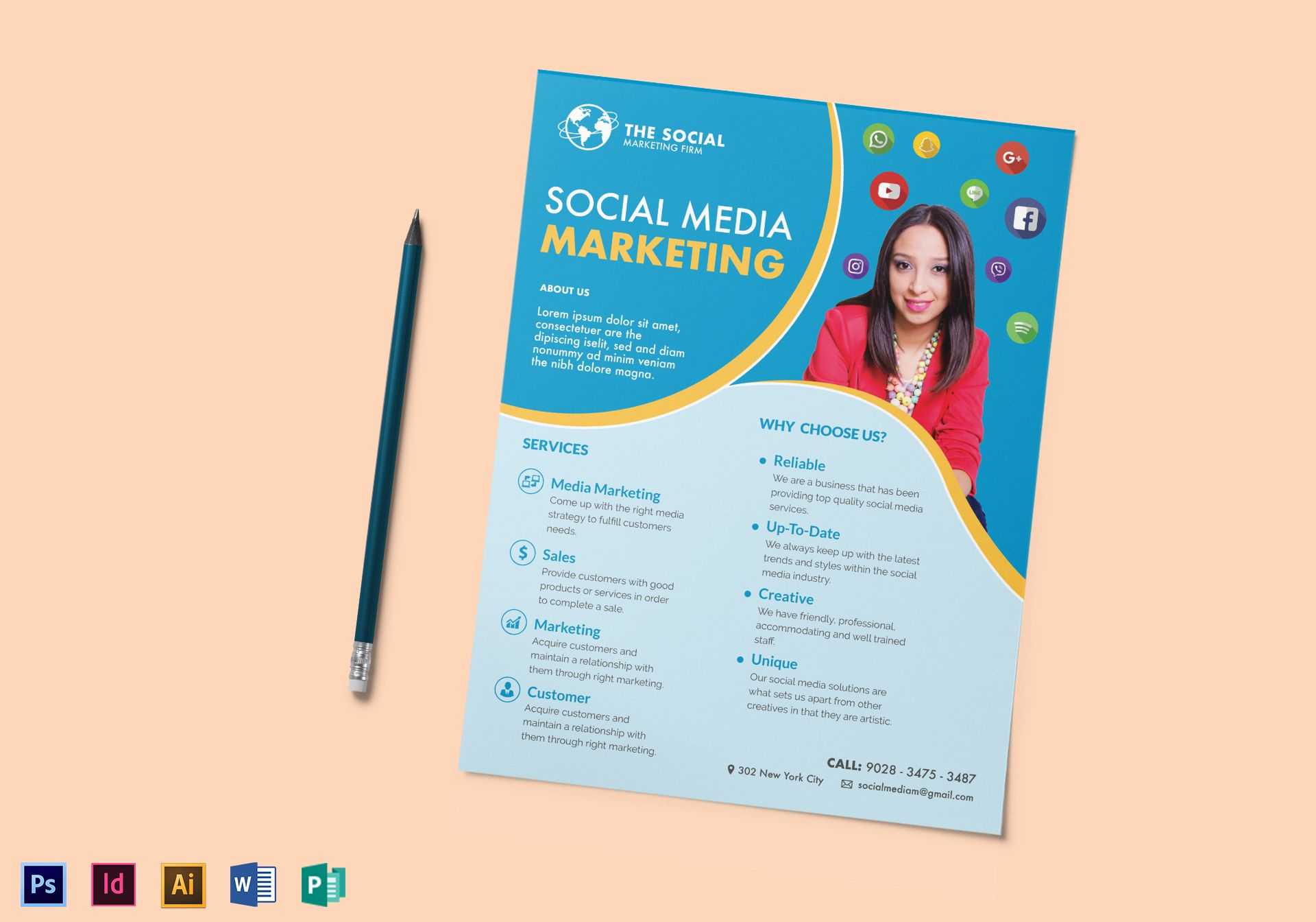 Social Media Marketing Flyer Template Regarding Social Media Brochure Template