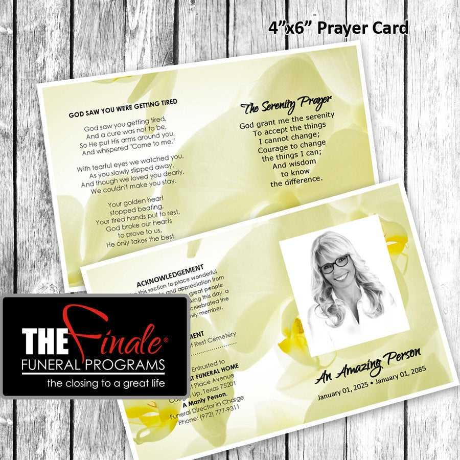 Soft Yellow Glowing Orchids Prayer Card  (Matching In Prayer Card Template For Word