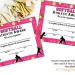 Softball Certificate Of Achievement – Softball Award – Print At Home –  Softball Mvp – Softball Certificate Of Completion – Sports Award Intended For Softball Certificate Templates