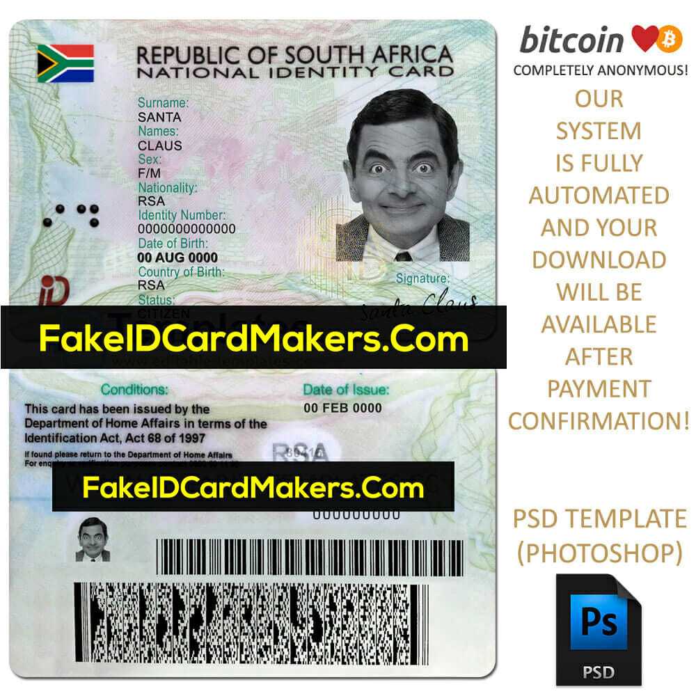 South Africa Id Card Template Psd Editable Fake Download Throughout Florida Id Card Template