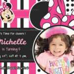 Sparkling Minnie Mouse Birthday Invitation Card Template With Regard To Minnie Mouse Card Templates