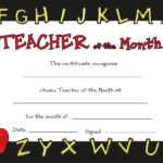 Special Awards inside Teacher Of The Month Certificate Template