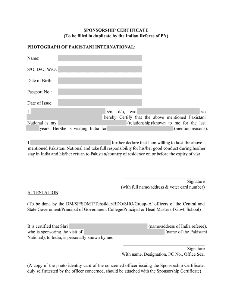 Sponsorship Visa – Fill Online, Printable, Fillable, Blank Throughout Good Conduct Certificate Template