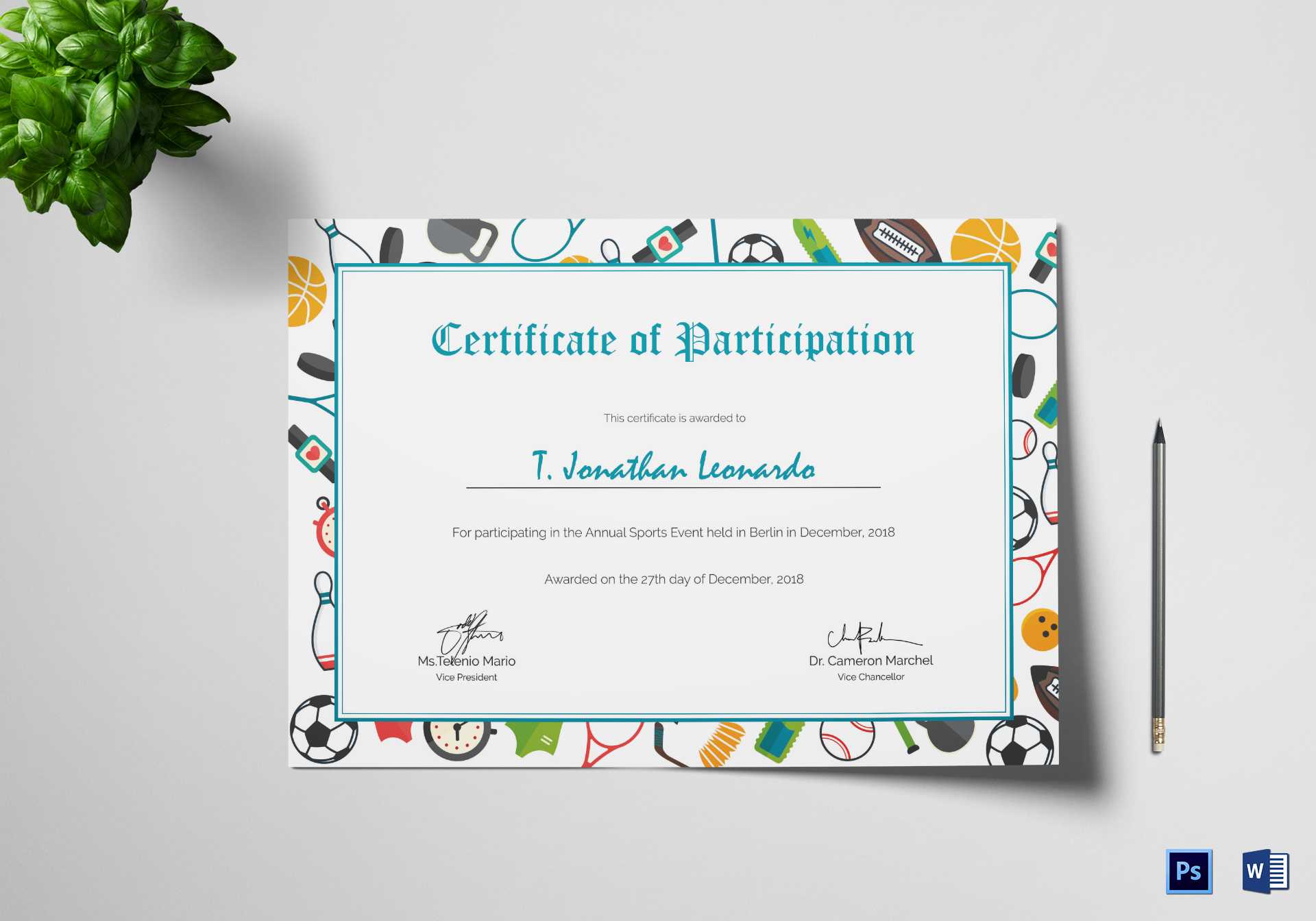 Sports Participation Certificate Template Pertaining To Athletic Certificate Template