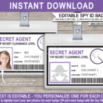Spy Or Secret Agent Badge Template – Purple in Spy Id Card Template