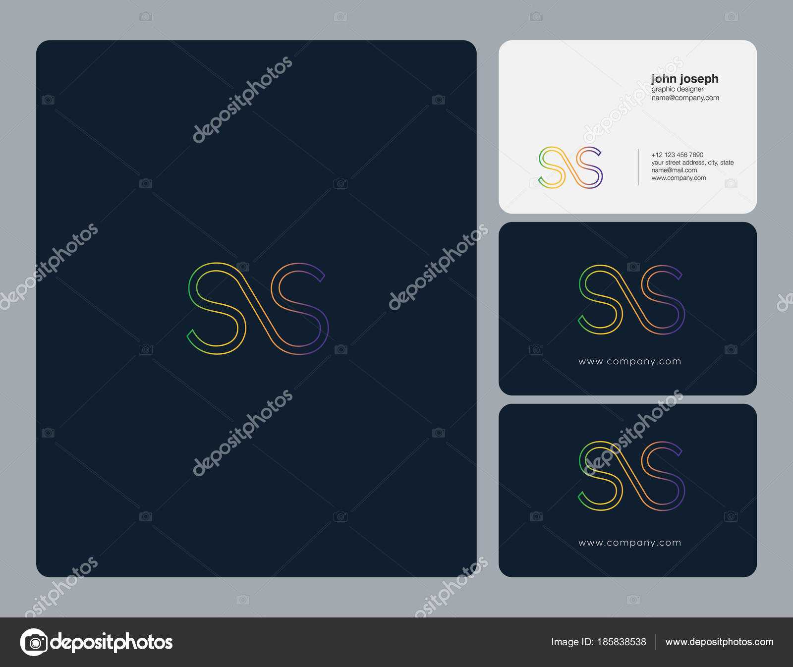 Ss Card Template | Joint Letters Logo Business Card Template In Ss Card Template