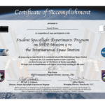 Ssep Mission 9 To Iss Student Certificates Of Accomplishment Within International Conference Certificate Templates