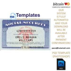 Ssn Usa Social Security Number Template throughout Editable Social Security Card Template