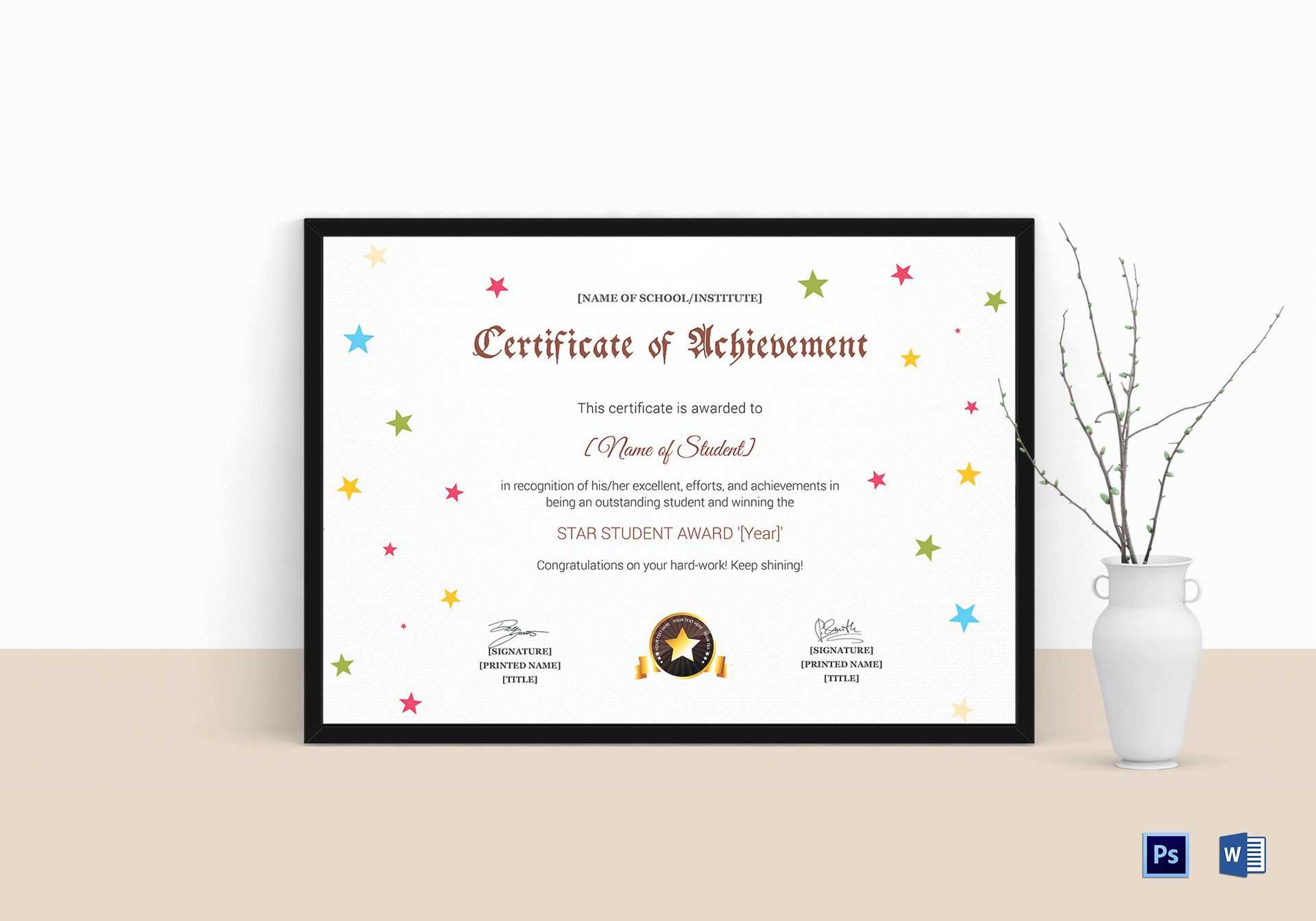 Star Achievement Certificate Template In Star Naming Certificate Template