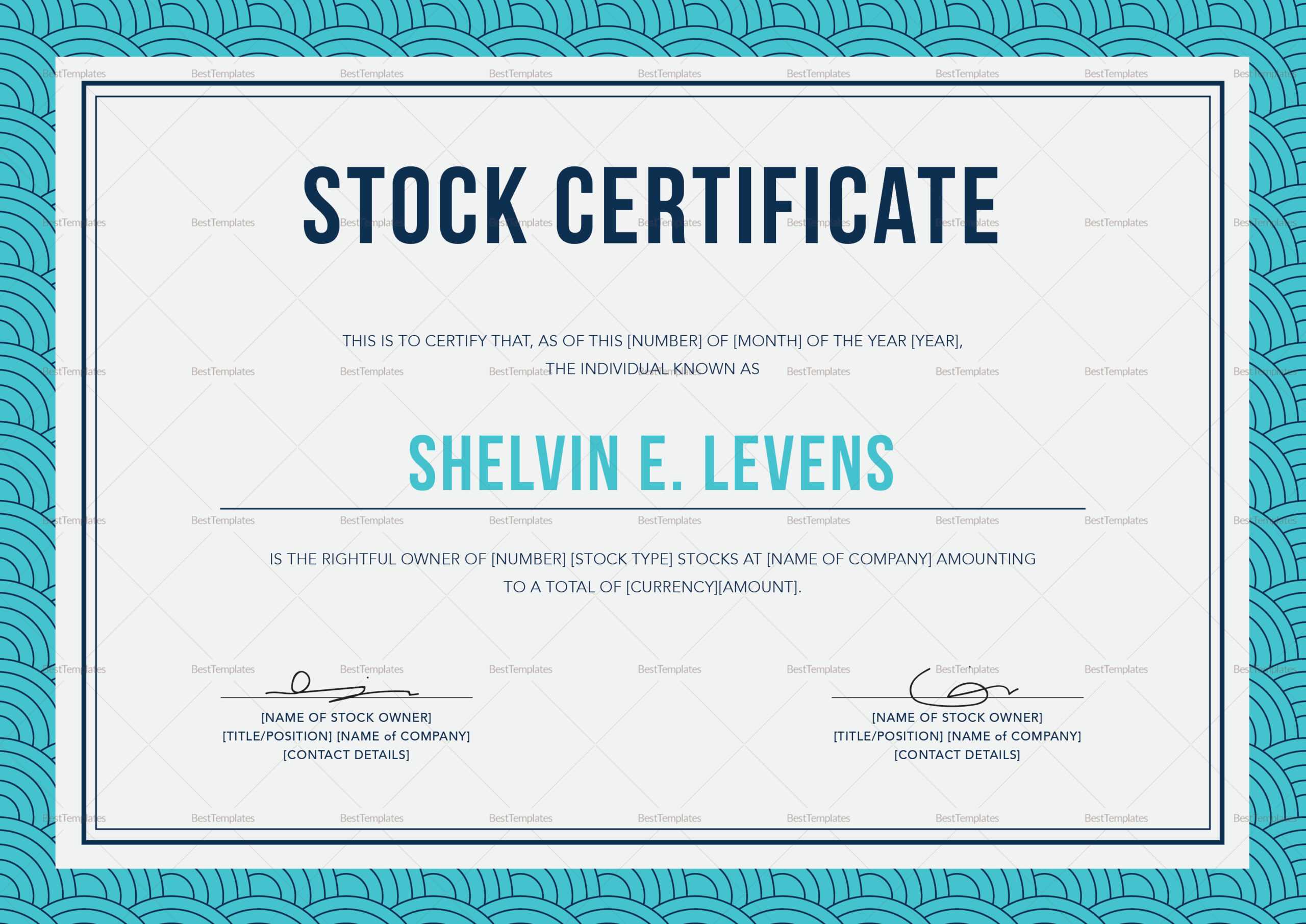 Stock Certificate Template For Stock Certificate Template Word