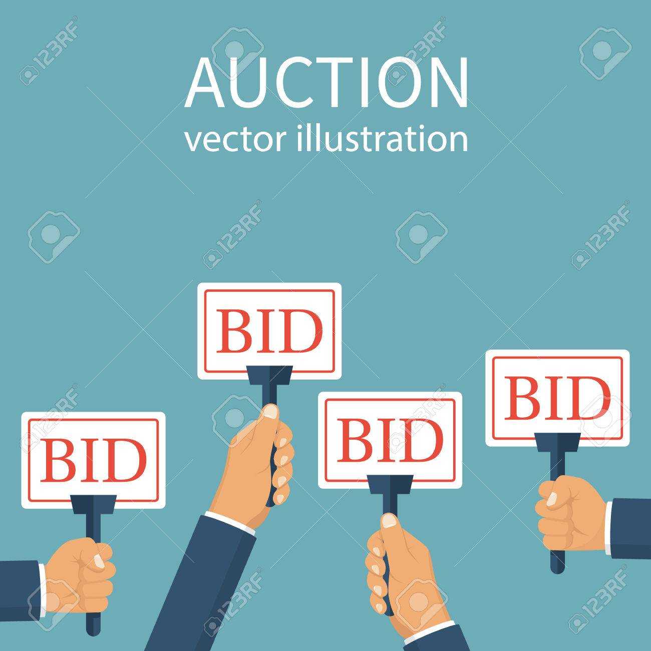 Stock Illustration Inside Auction Bid Cards Template