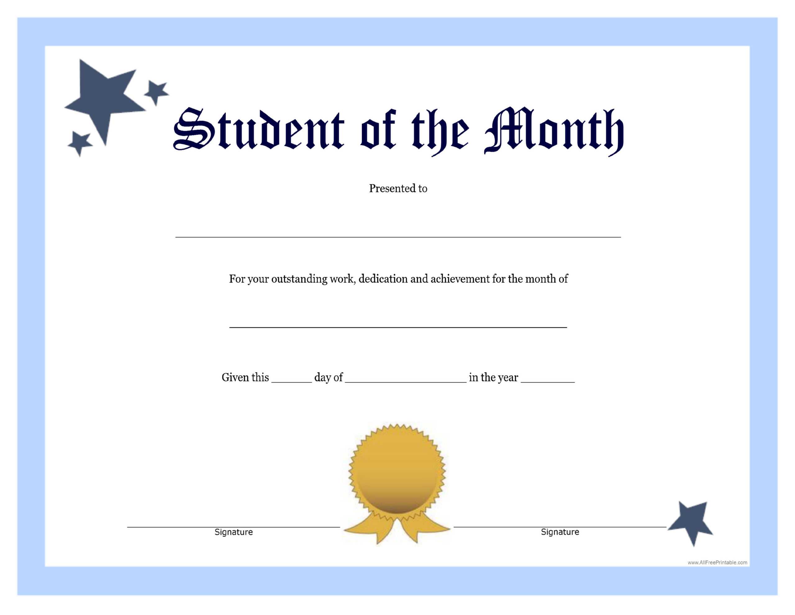 Student Of The Month Template | Asouthernbellein With Regard To Free Printable Student Of The Month Certificate Templates