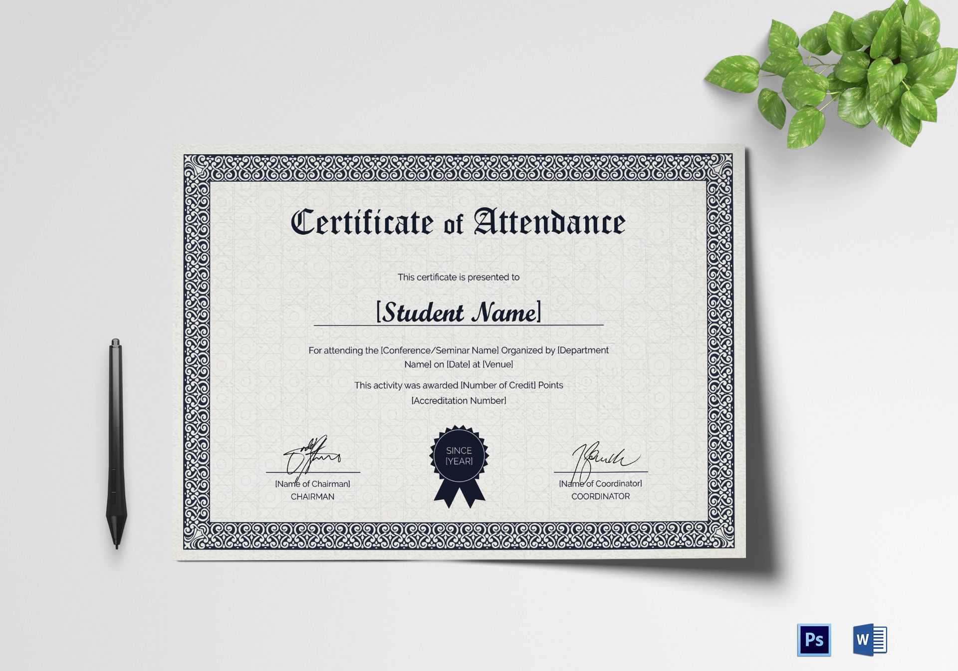 Students Attendance Certificate Template Pertaining To Certificate Of Attendance Conference Template