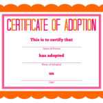 Stuffed Animal Adoption Certificate With Regard To Pet Adoption Certificate Template