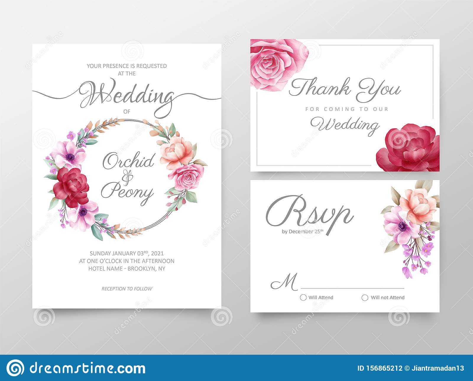 Stylish Watercolor Floral Wedding Invitation Cards Template Inside Free Printable Wedding Rsvp Card Templates