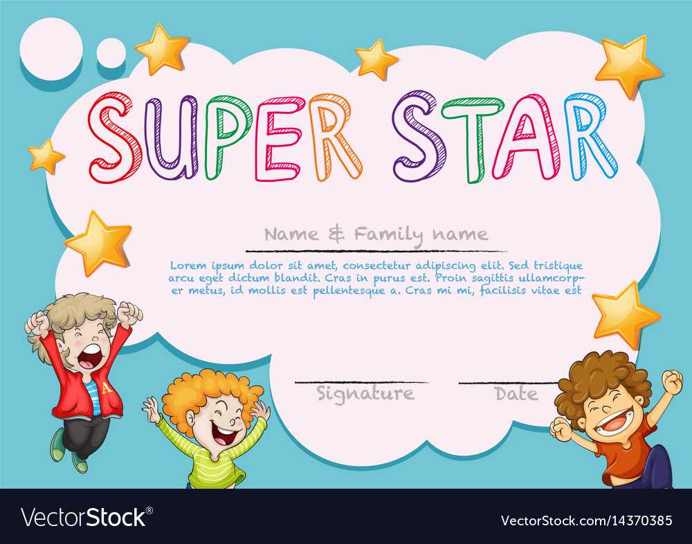 Super Star Award Template With Kids In Background For Star Award Certificate Template