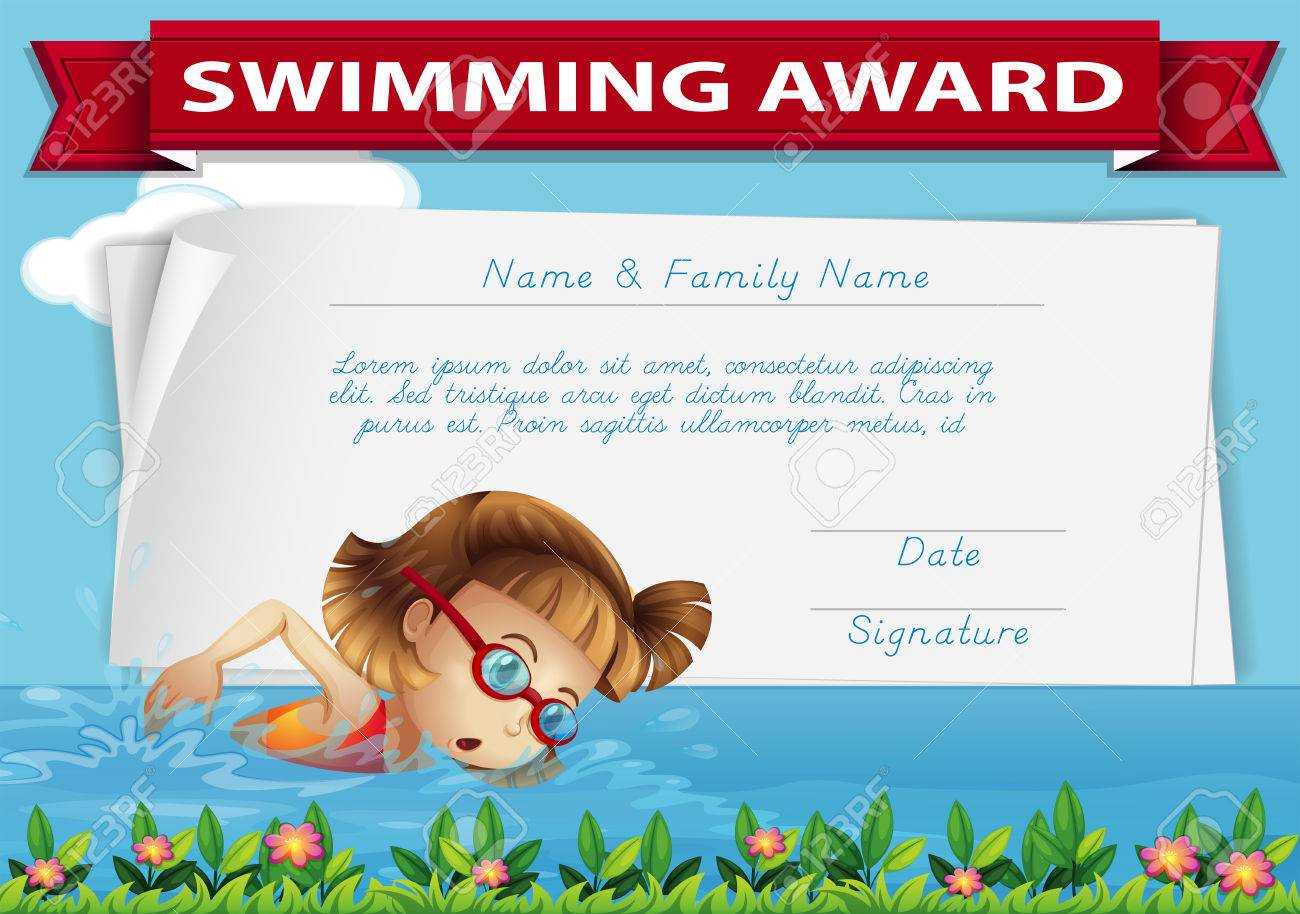 Swimming Award Certificate Template Illustration For Swimming Award Certificate Template