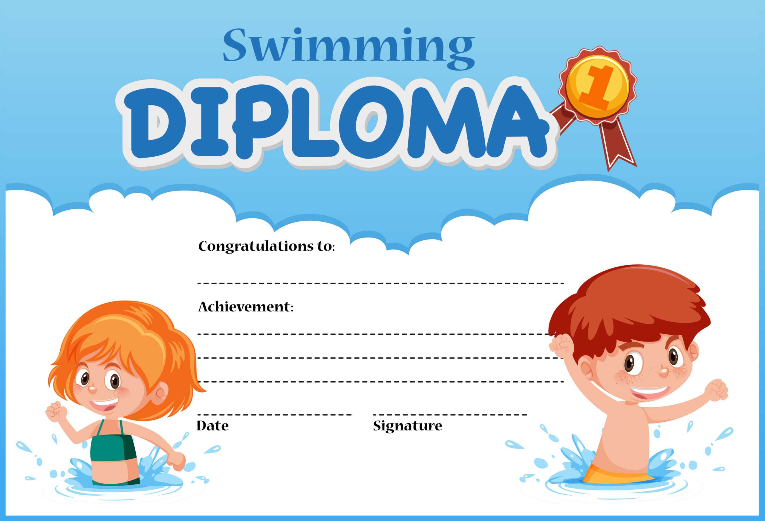 Swimming Diploma Certificate Template – Download Free Regarding Swimming Award Certificate Template