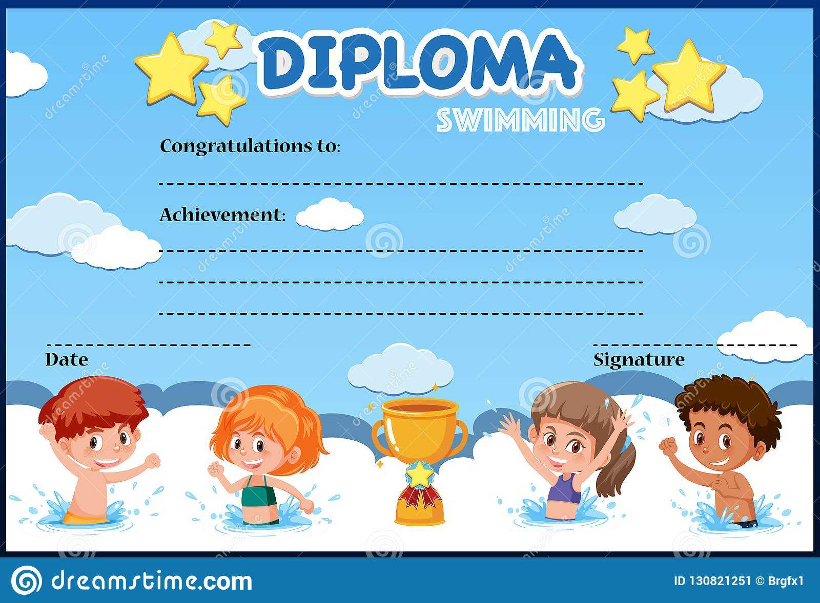 Swimming Diploma Stock Illustrations – 47 Swimming Diploma With Free Swimming Certificate Templates