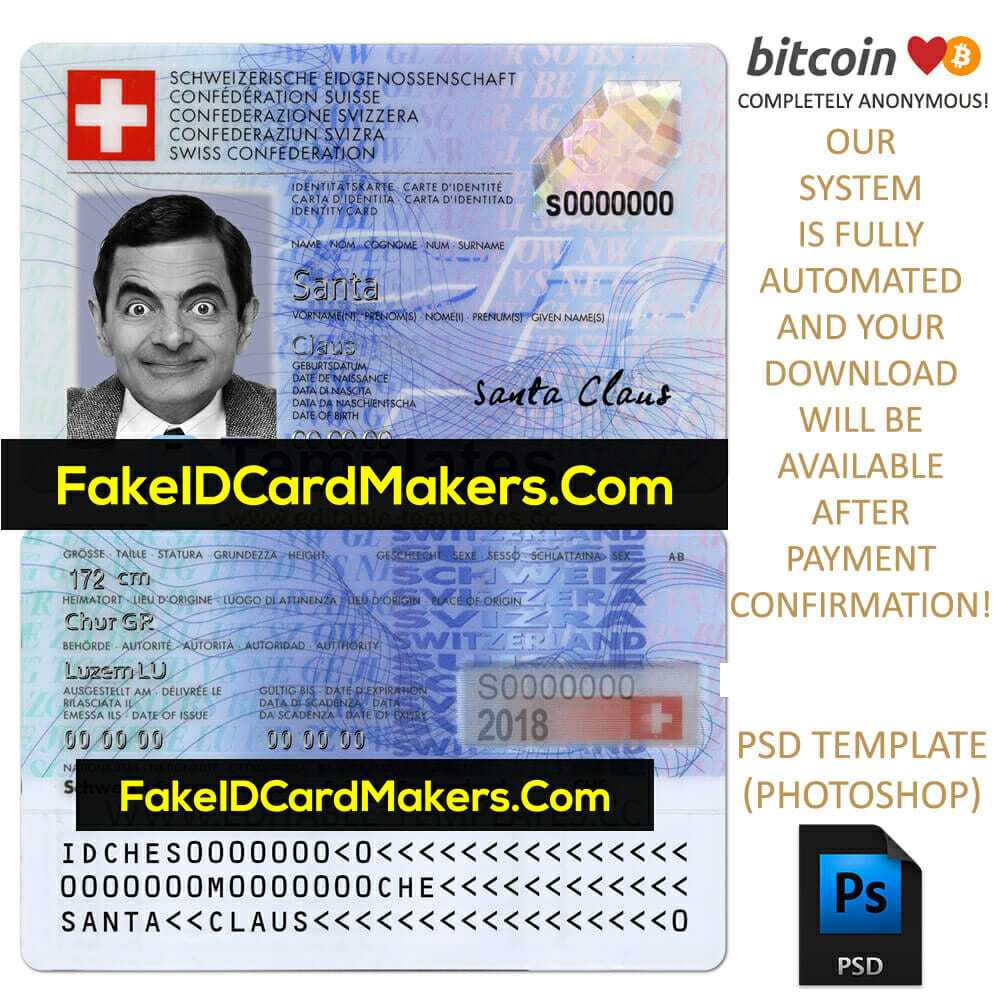 Switzerland Id Card Template Psd Editable Fake Download With French Id Card Template