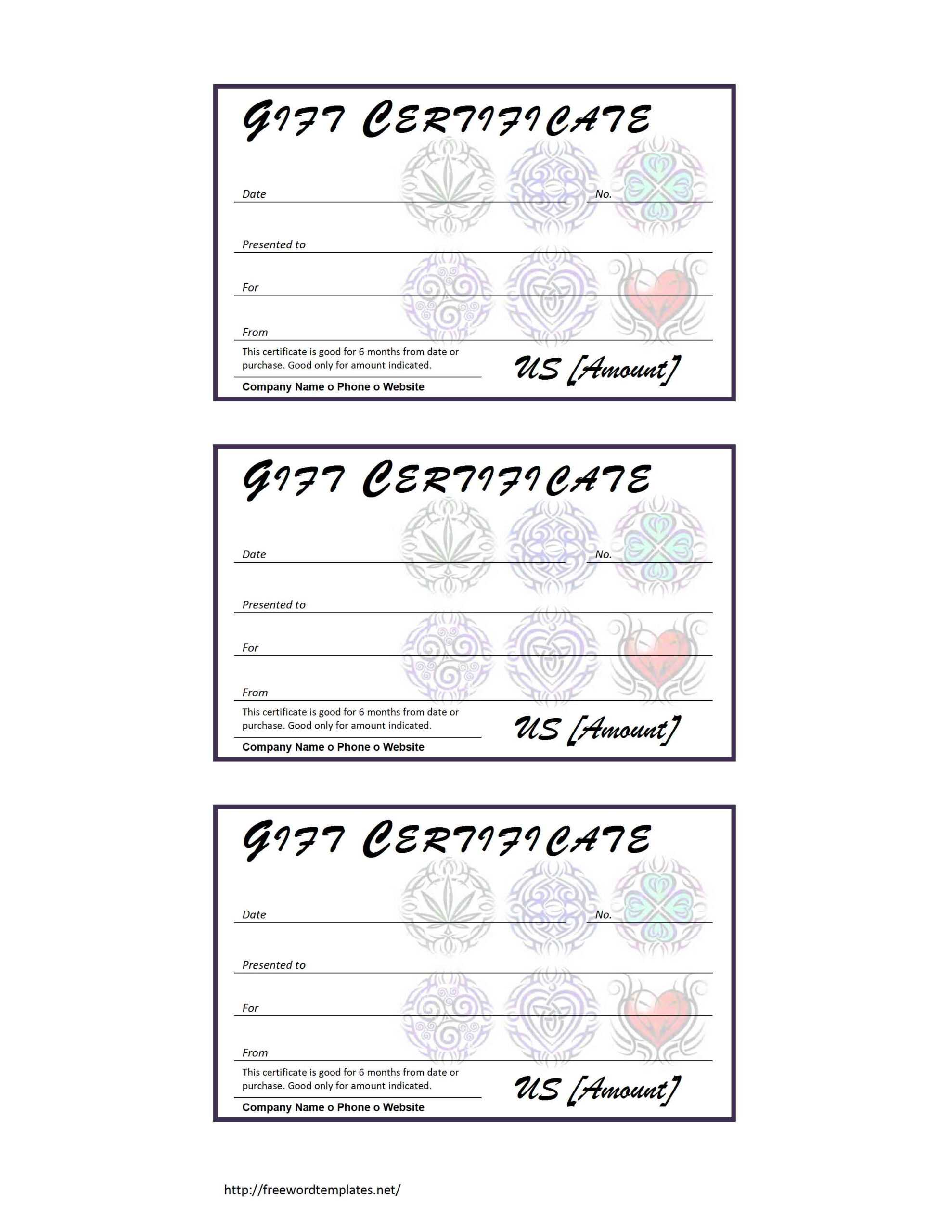 Tattoo Gift Certificate Template Inside Tattoo Gift Certificate Template