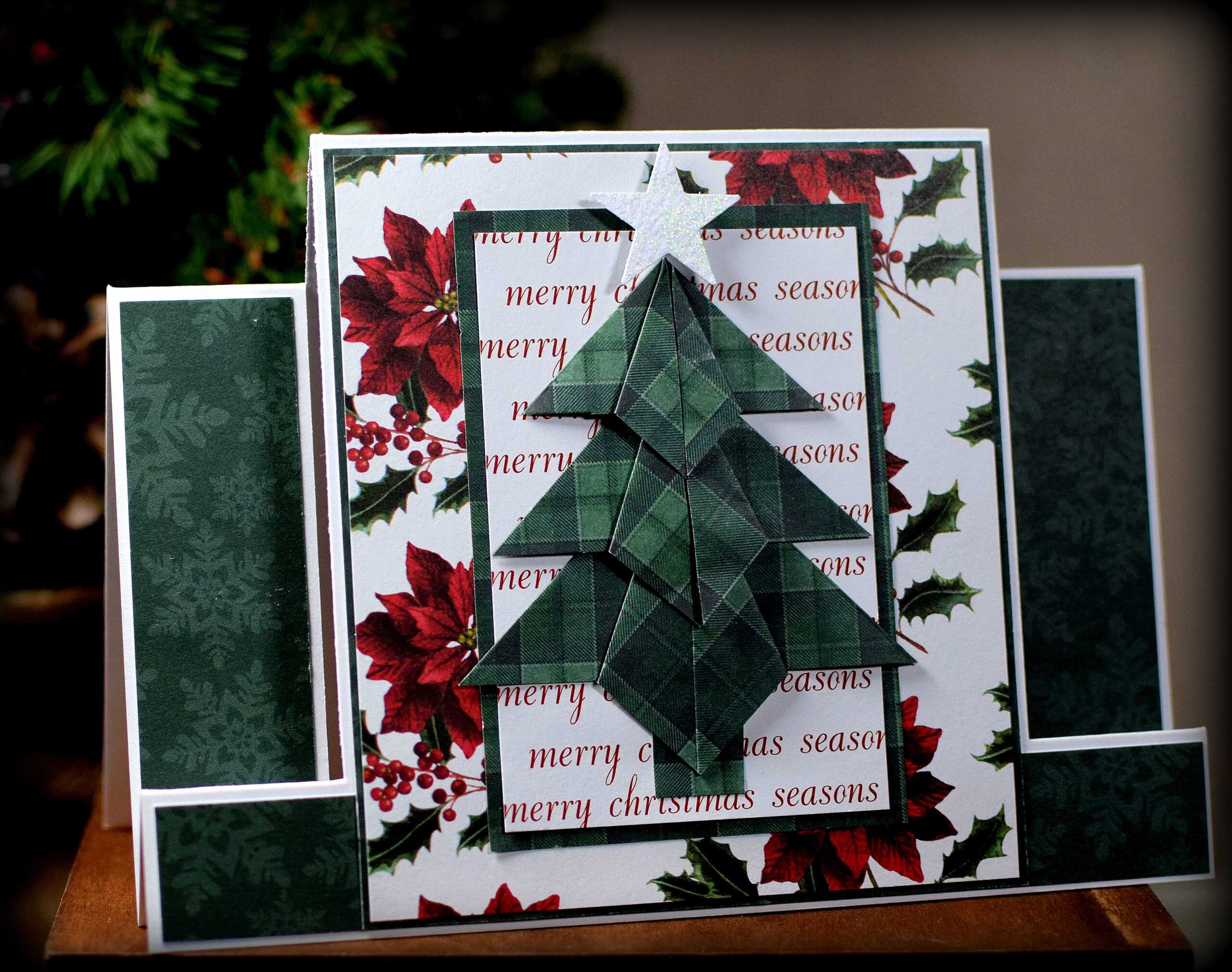 Tea Bag Fold Christmas Tree Center Step Card | I Played With In Recollections Card Template