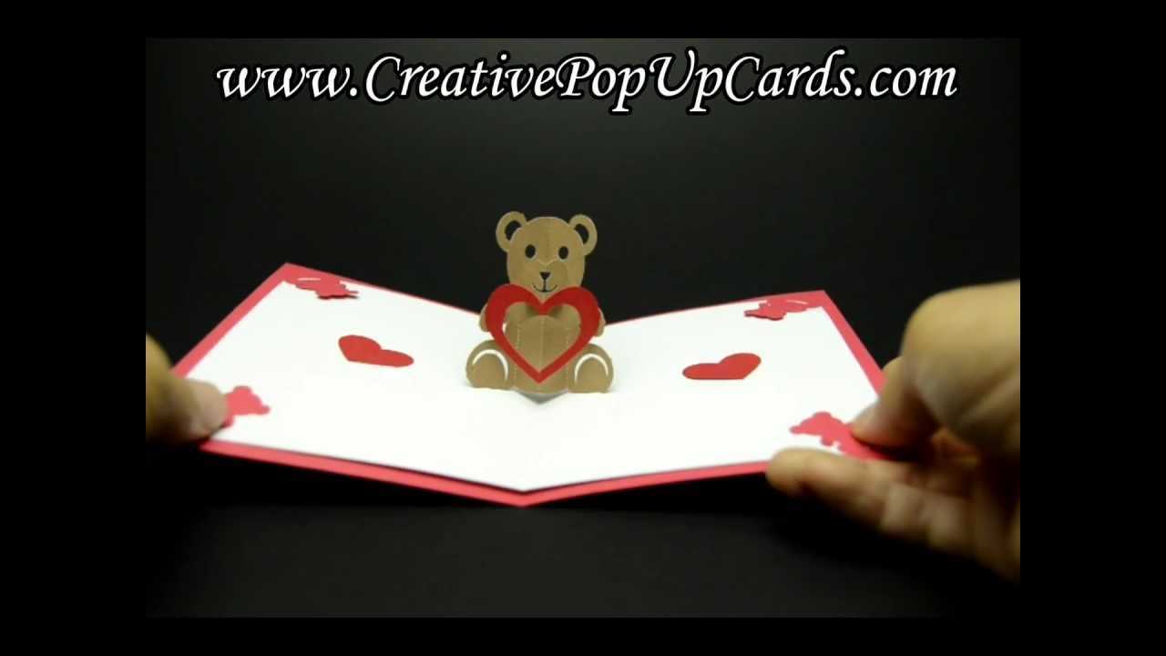 Teddy Bear Valentines Day Pop Up Card With Regard To Teddy Bear Pop Up Card Template Free