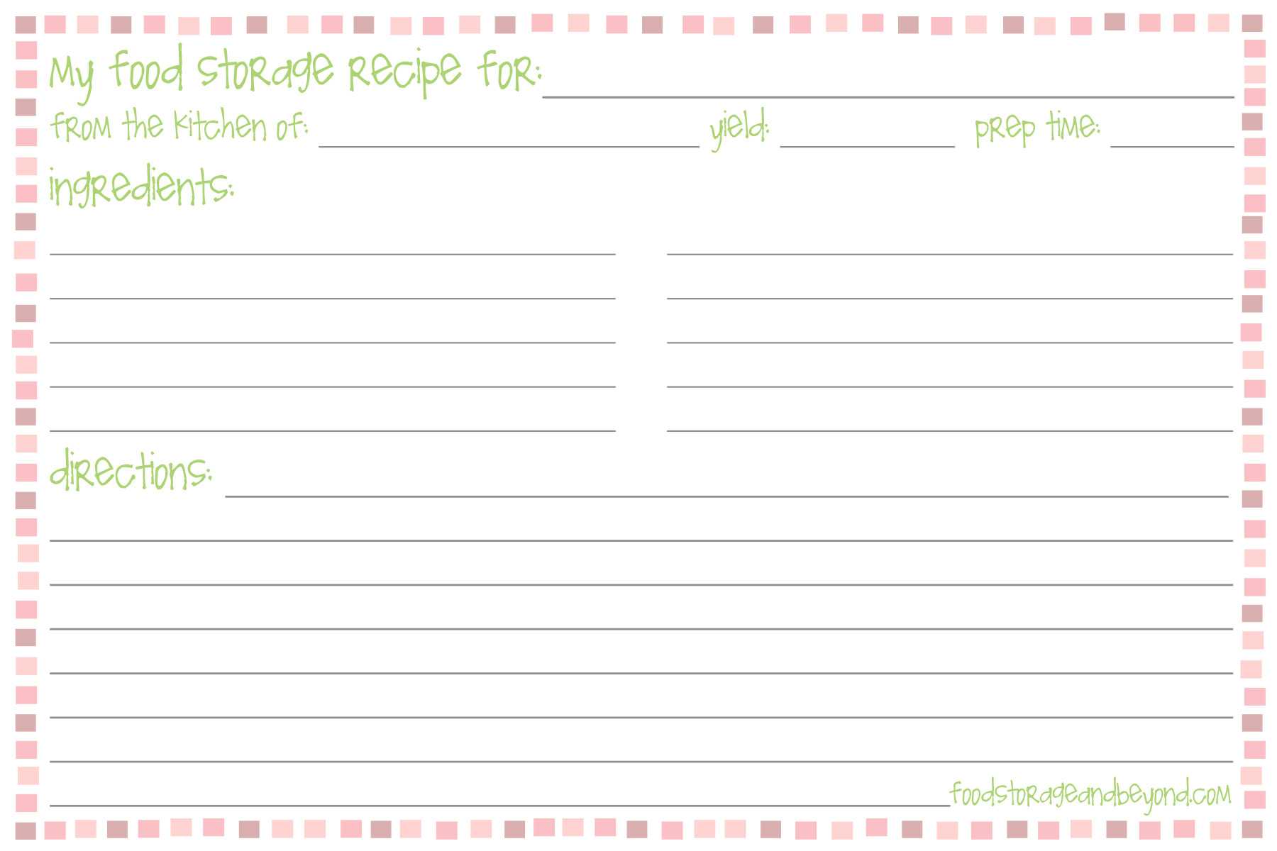 Template For Recipe Cards ] – Printable Recipe Card With Regard To 4X6 Photo Card Template Free