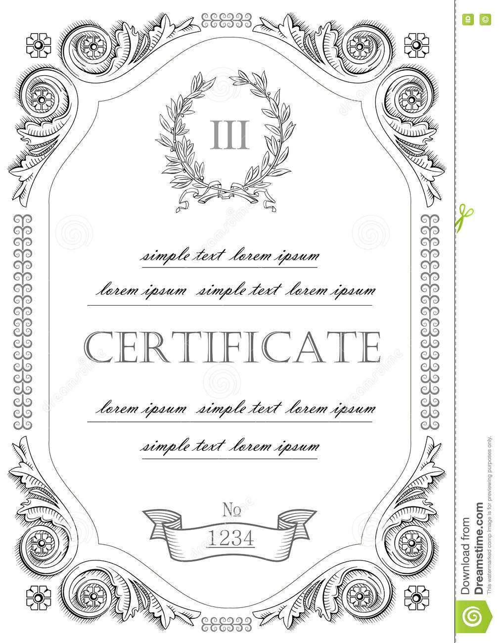 Template For The Certificate Stock Vector – Illustration Of Inside Certificate Of License Template