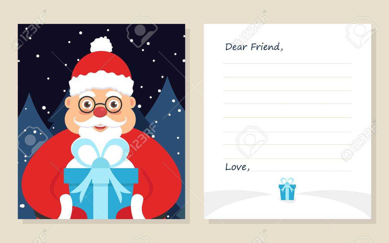 Template Greeting Card New Year's Or Merry Christmas Letter To.. With Christmas Note Card Templates