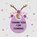Template With Deer Headband For Party Invitation, Baby Shower,.. With Template For Baby Shower Thank You Cards