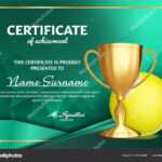 Tennis Certificate Diploma With Golden Cup Vector. Sport Throughout Tennis Certificate Template Free