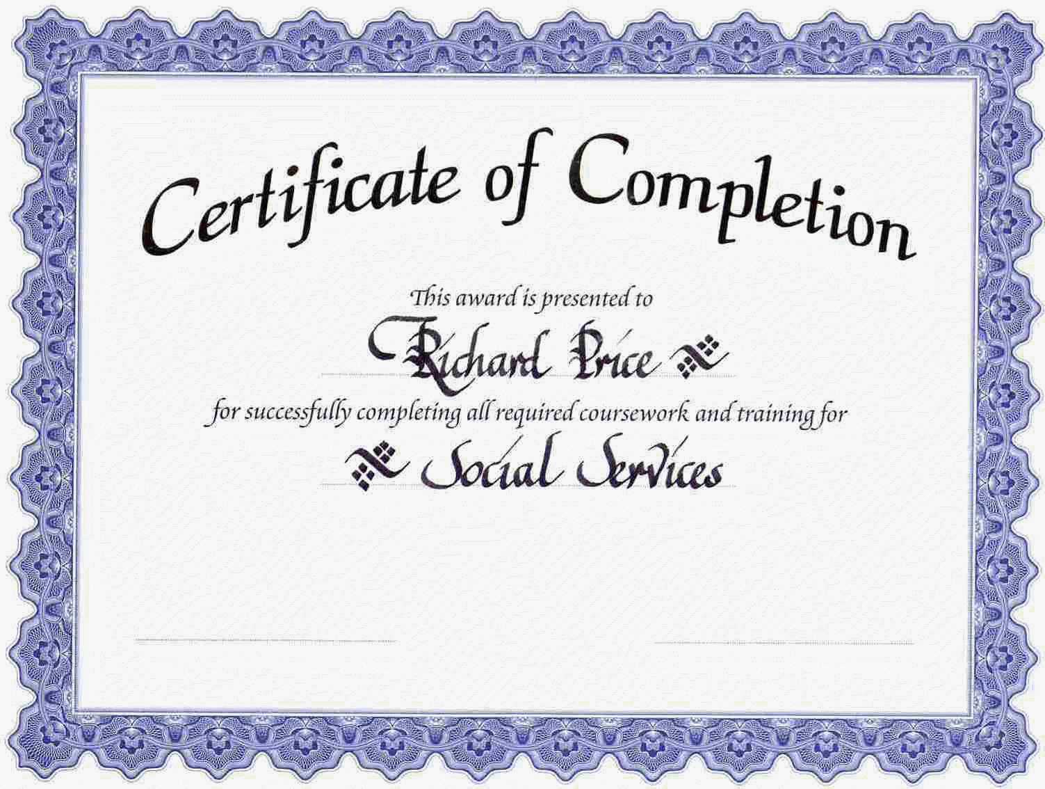 The Best Printable Certificate Of Completion | Katrina Blog Regarding Certificate Of Completion Template Free Printable