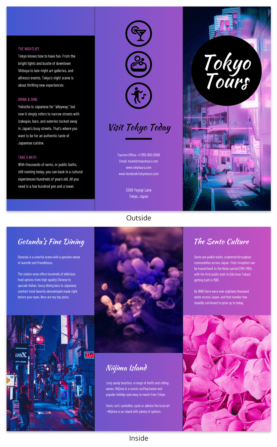 Tokyo Gradient Professional Travel Tri Fold Brochure Template With Island Brochure Template