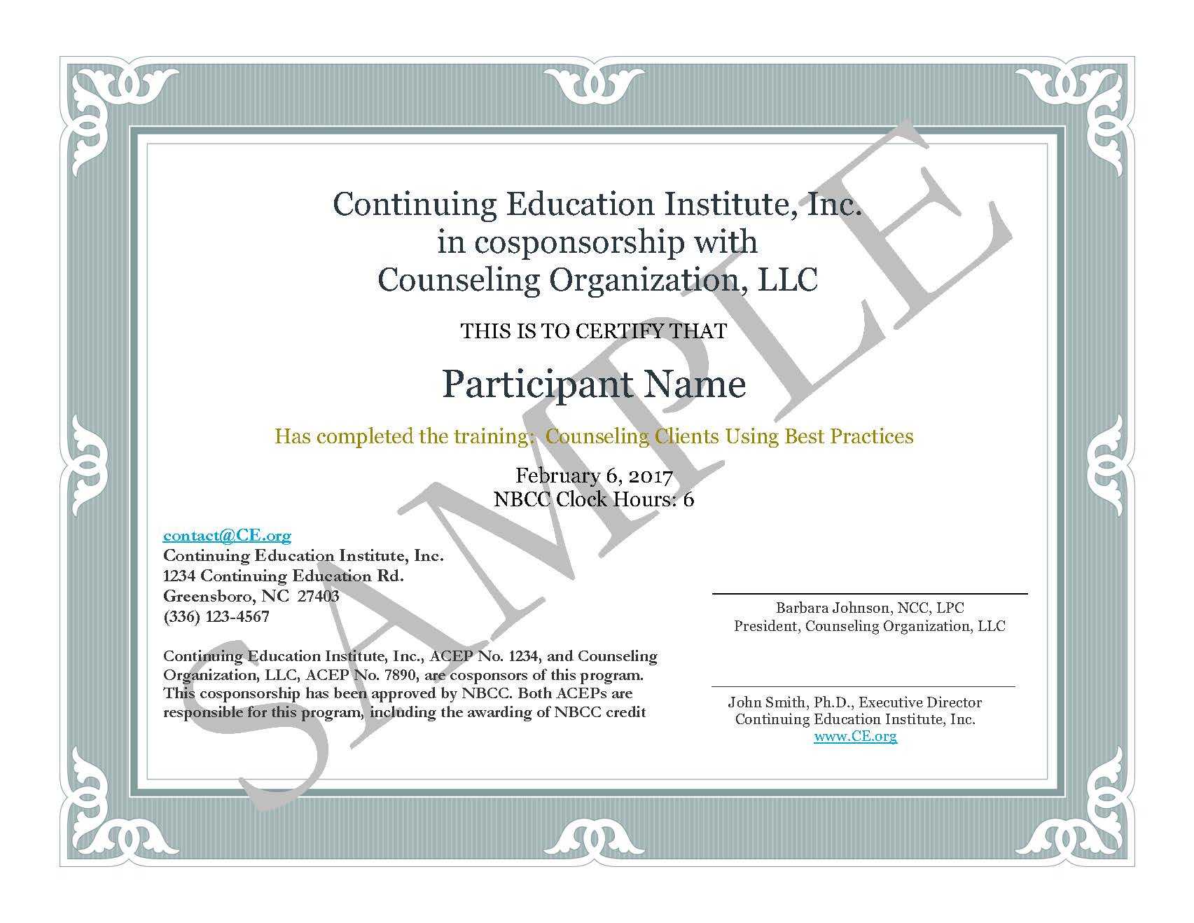 Toolbox | Nbcc For Ceu Certificate Template