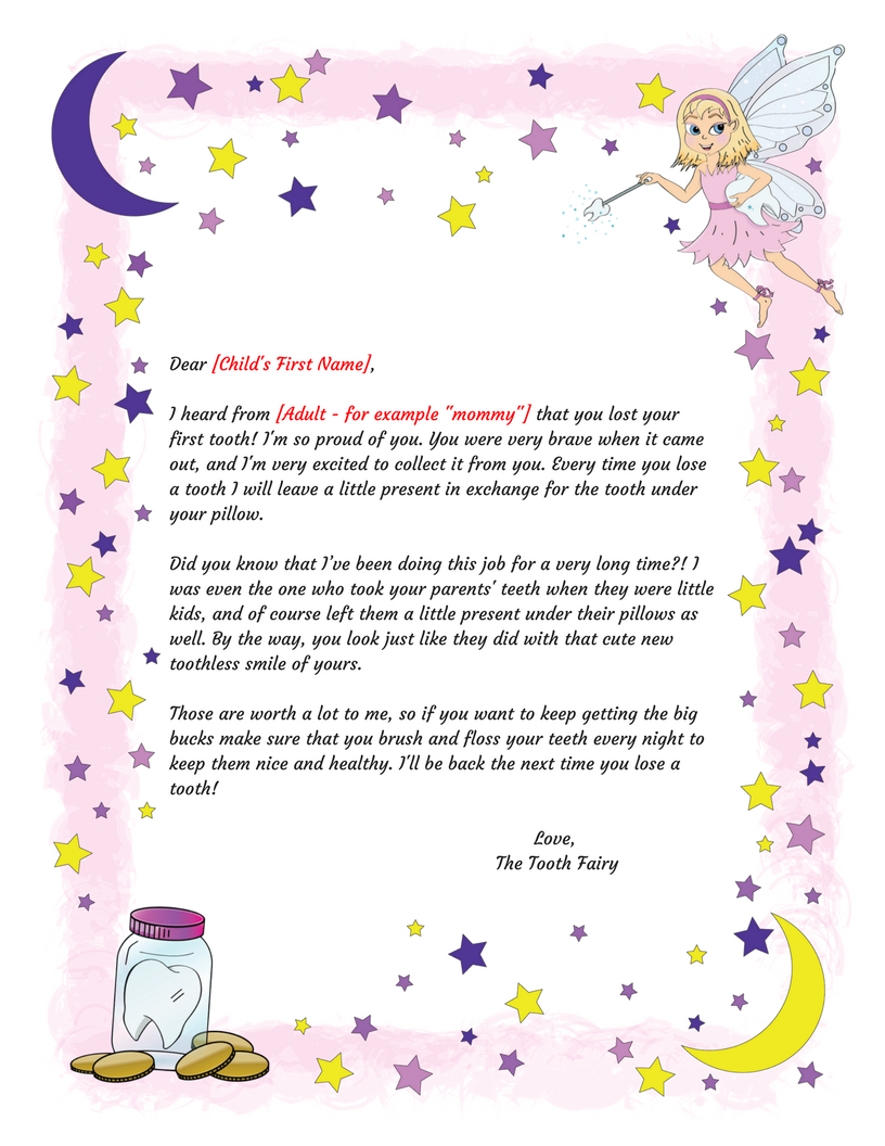 Tooth Fairy Letter Template Examples Within Tooth Fairy Certificate Template Free
