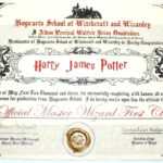Training Certificate Template Free Best Of Hogwarts Diploma Throughout Harry Potter Certificate Template